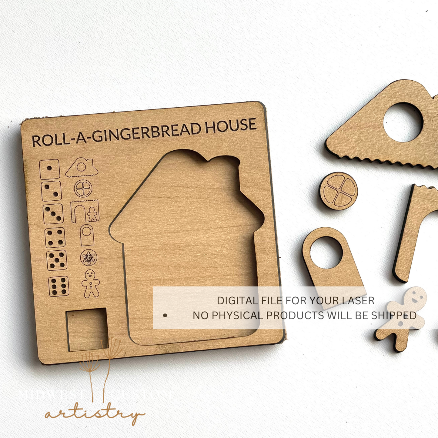 Roll-A-Gingerbread House SVG File