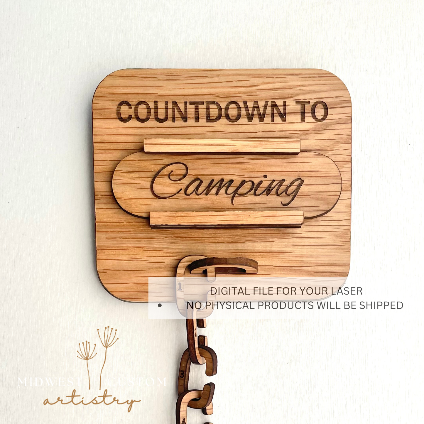 Wooden Chain Link Countdown with Sliding Label – Customizable Countdown Design SVG